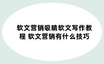 软文营销吸睛软文写作教程 软文营销有什么技巧